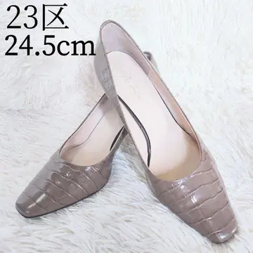 23구 악어 엠보싱 에나멜 펌프스 베이지 24.5cm 일본제