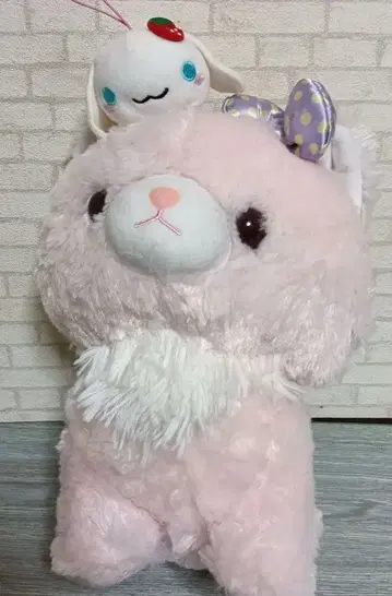 폭신 고양이 미우짱 봉제 인형 (약 30cm)과 딸기 마스코트 세트
