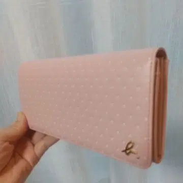 애니에스b 도트 무늬 핑크 장지갑