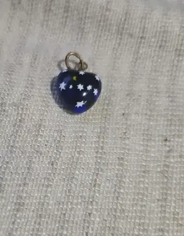 베네치아 유리 네이비 하트형 펜던트 탑 별 패턴