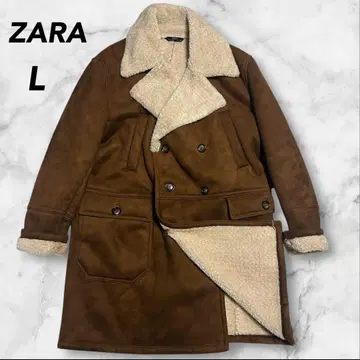 [ 새상품급 ] ZARA 자라 무스탕 롱 보아 안감 코트 더블 버튼 L