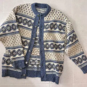 빈티지 페어아일 니트 가디건