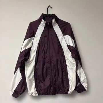 나일론 자켓 화이트/와인 레드