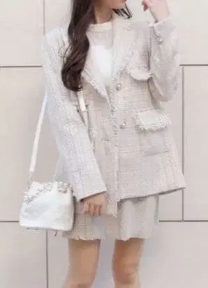 MIIA 셋업 트위드 화이트 화이트