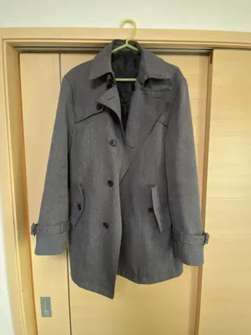 그레이 울 혼방 피 코트