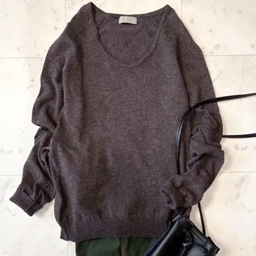 새상품급 마가렛호웰 고급 울 100% 크루넥 니트 브라운 보온