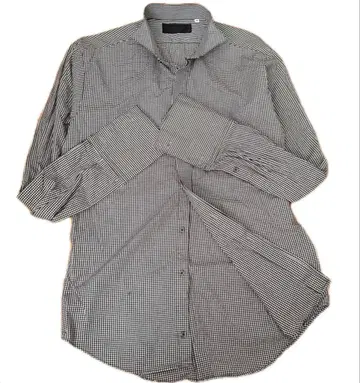 MAZZO 면 100% 깅엄 체크 패턴 윙카라 셔츠 M [새상품급]