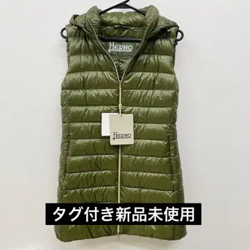 [ 미사용 새상품 ] Herno 후드 부착 다운 베스트 올리브