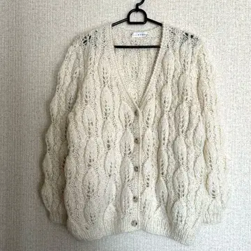 레이스 뜨개질 가디건 포근한 손뜨개질 아이보리 KYOKO