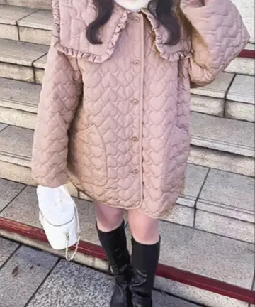 [ 택 포함 미사용 새상품 ] apres jour 하트 퀼팅 아우터 핑크