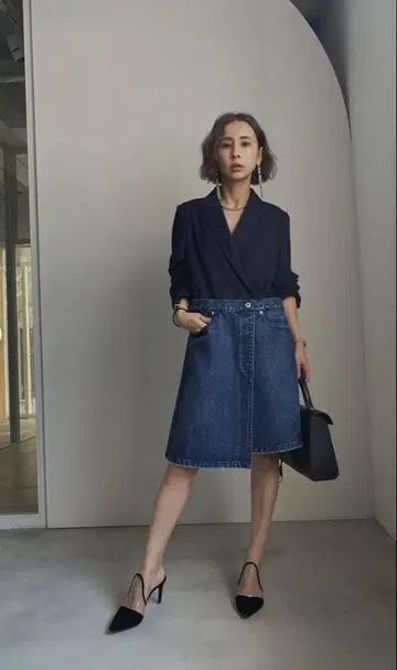 [ 새상품급 ] Ameri vintage 데님 도킹 자켓 네이비 M