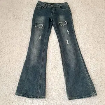 HJ HAPHAZARD JEANS 데미지 가공 플레어 데님 27 y2k