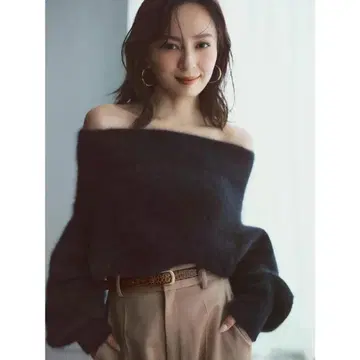 anuans 라쿤 폭스 오프숄더 니트 풀오버