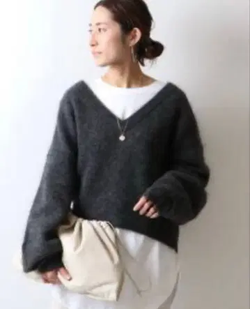 FRAMeWORK 모헤어 V넥 루즈 니트