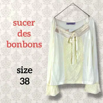 스사데 봉봉 [38] 택 포함 플레어 슬리브 레이스 디자인 티셔츠 리본