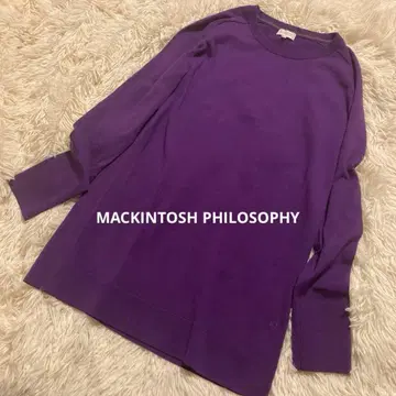 새상품급 고품질 매킨토시 철학 얇은 소재 보라색 크루넥 긴팔 니트