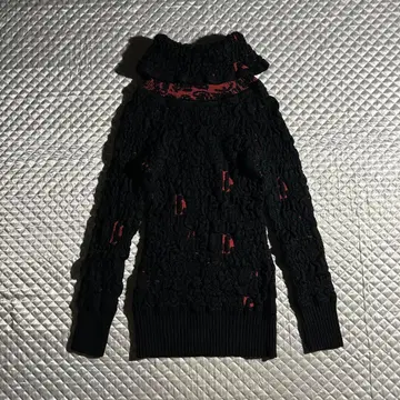 00s Y2K ARCHIVE USA 터틀넥 타이트 니트 그런지 블랙