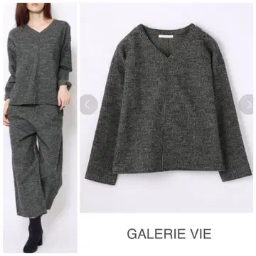 새상품급 GALERIE VIE 울 발란사 V넥 와이드 풀오버 S