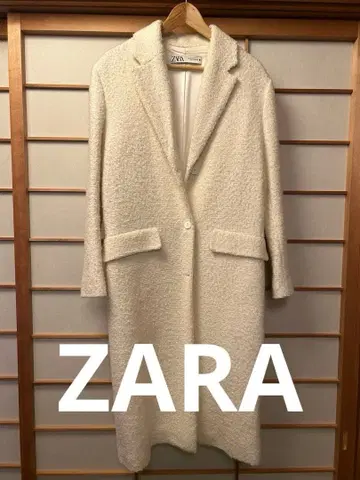 [ 겨울 의류 ] ZARA 아이보리 부클레 롱 코트 XS