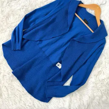 탈봇 가디건 M 파랑 긴팔 리브 디자인 니트