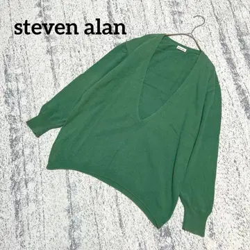 [ 스티븐 앨런 ] 니트 트레이닝복 그린 V넥 레어 루즈핏 긴팔