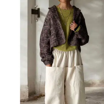 antiqua potterntorso 트위드 크롭 자켓