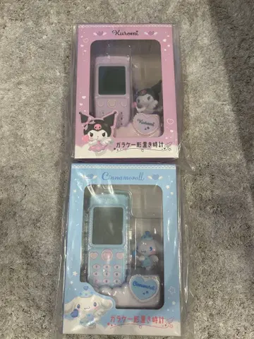 산리오 폴더폰 모양 탁상 시계 쿠로미 시나몬