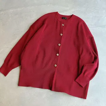 Aga/ 긴팔 가디건 보르도 레드 리브