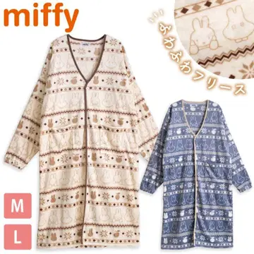 미피 패턴 플리스 룸웨어 M 아이보리 착용형 담요 방한 북유럽 안심 수면