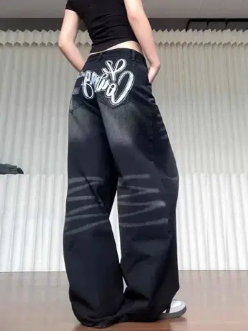 미사용 새상품 y2k 아메리칸 청바지 와이드 팬츠 블랙 한국