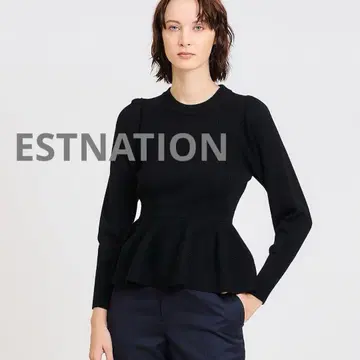 ESTNATION 페플럼 퍼프 슬리브 니트