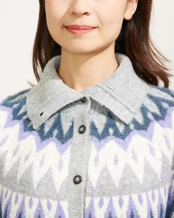 Golden Bear 그레이 기하학 패턴 가디건 M