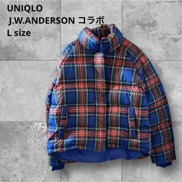 UNIQLO J.W.ANDERSON 콜라보 체크 무늬 숏 다운 자켓 L