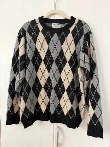 TEMPTATION 아가일 무늬 니트 스웨터 M