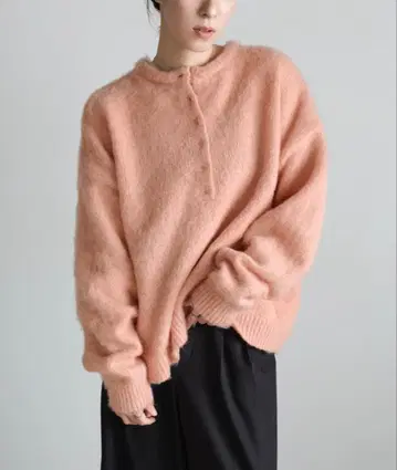 select MOCA 울 터치 헨리넥 오버 니트