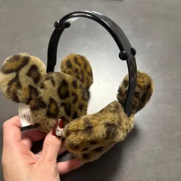 미키 레오파드 무늬 이어머프 귀도리 레오파드 무늬 디즈니랜드 디즈니씨