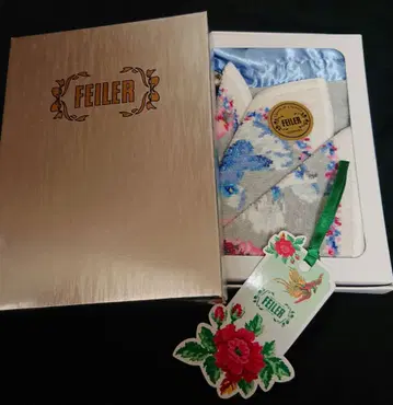 새상품 미사용 FEILER 발레리네 파우치&손수건 그레이/블루