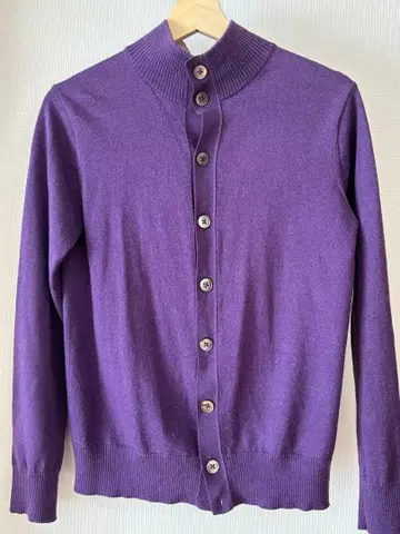 유나이티드 애로우즈 보라색 조개 단추 가디건 울 실크 캐시미어