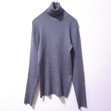 JOSEPH 터틀넥 실크 혼방 그레이 M 사이즈 리브 니트