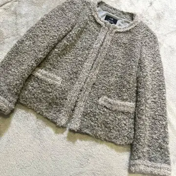 최종 가격 23구 알파카 혼방 트위드 노카라 자켓