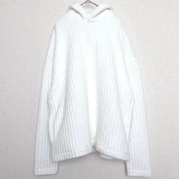 자라|리브 편직 후드티 [ S ] 풀오버 후드 부착 오버 사이즈 화이트