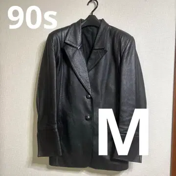 천연 가죽 빈티지 블랙 가죽 자켓 여성용 M 90s