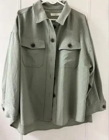 올리브 그린 버튼 셔츠 자켓