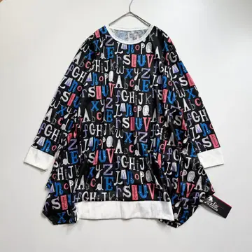새상품 에이코 콘도 알파벳 패턴 튜닉 티셔츠 변형 디자인