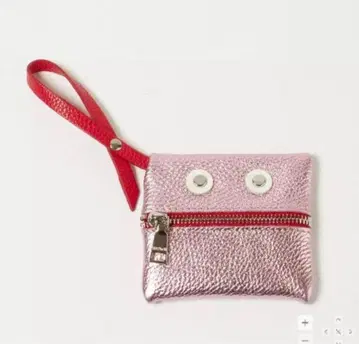 새상품 천연 가죽 RIPANI RIPPY 메탈릭 핑크 파우치