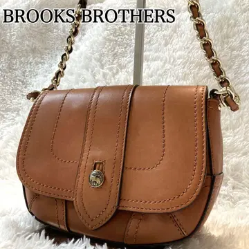 브룩스브라더스 브라운 가죽 숄더백 골든 플리스