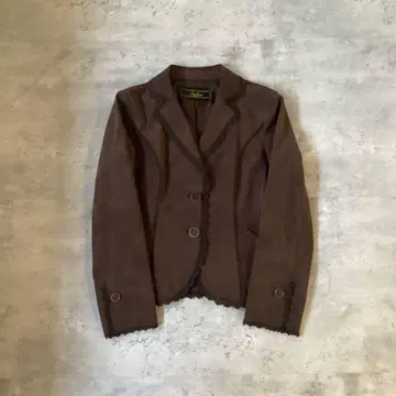 Leilian 레리안 브라운 스웨이드풍 레이스 자켓