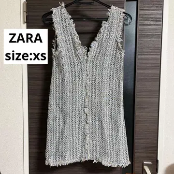 [ ZARA ] 슬리브리스 미니 원피스 프린지 마감