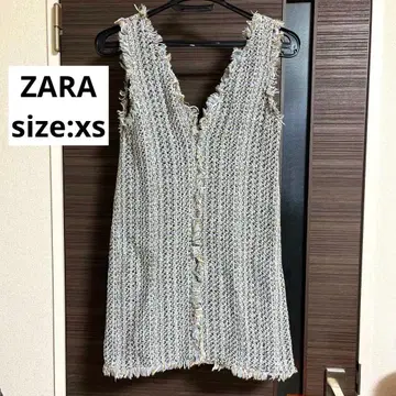 [ ZARA ] 슬리브리스 미니 원피스 프린지 마감