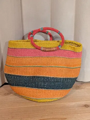 컬러풀 스트라이프 바스켓백